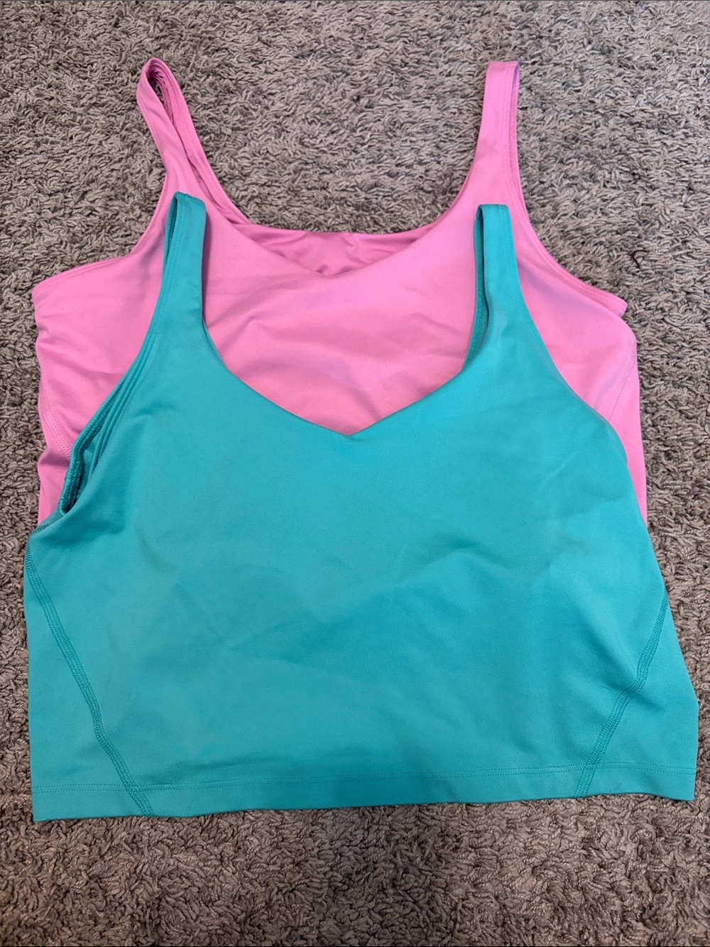 Gilly Hicks Teal and Pink V‑Neck Tank Sports Bras
